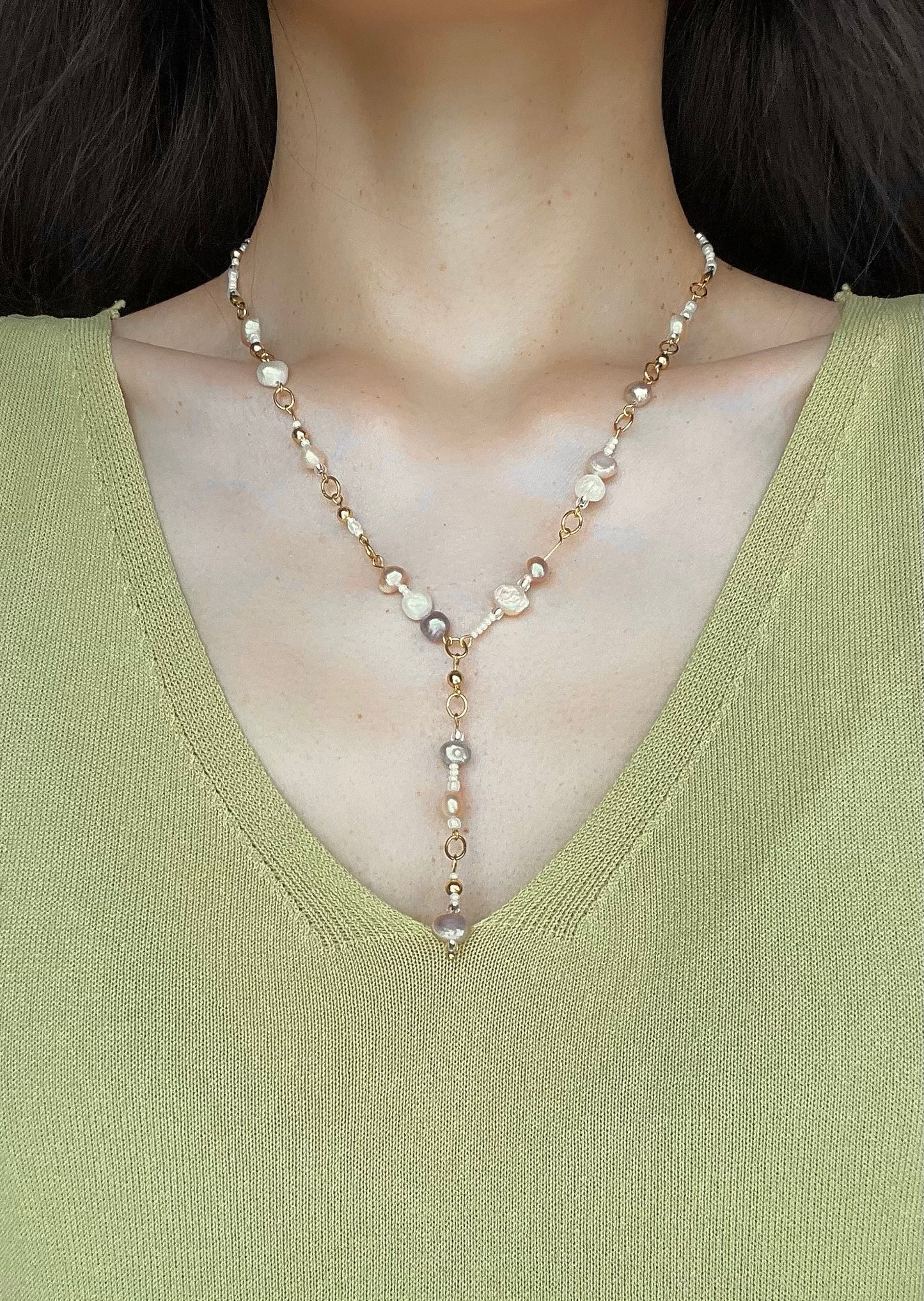 EVA Pastel Pearl Drop Necklace