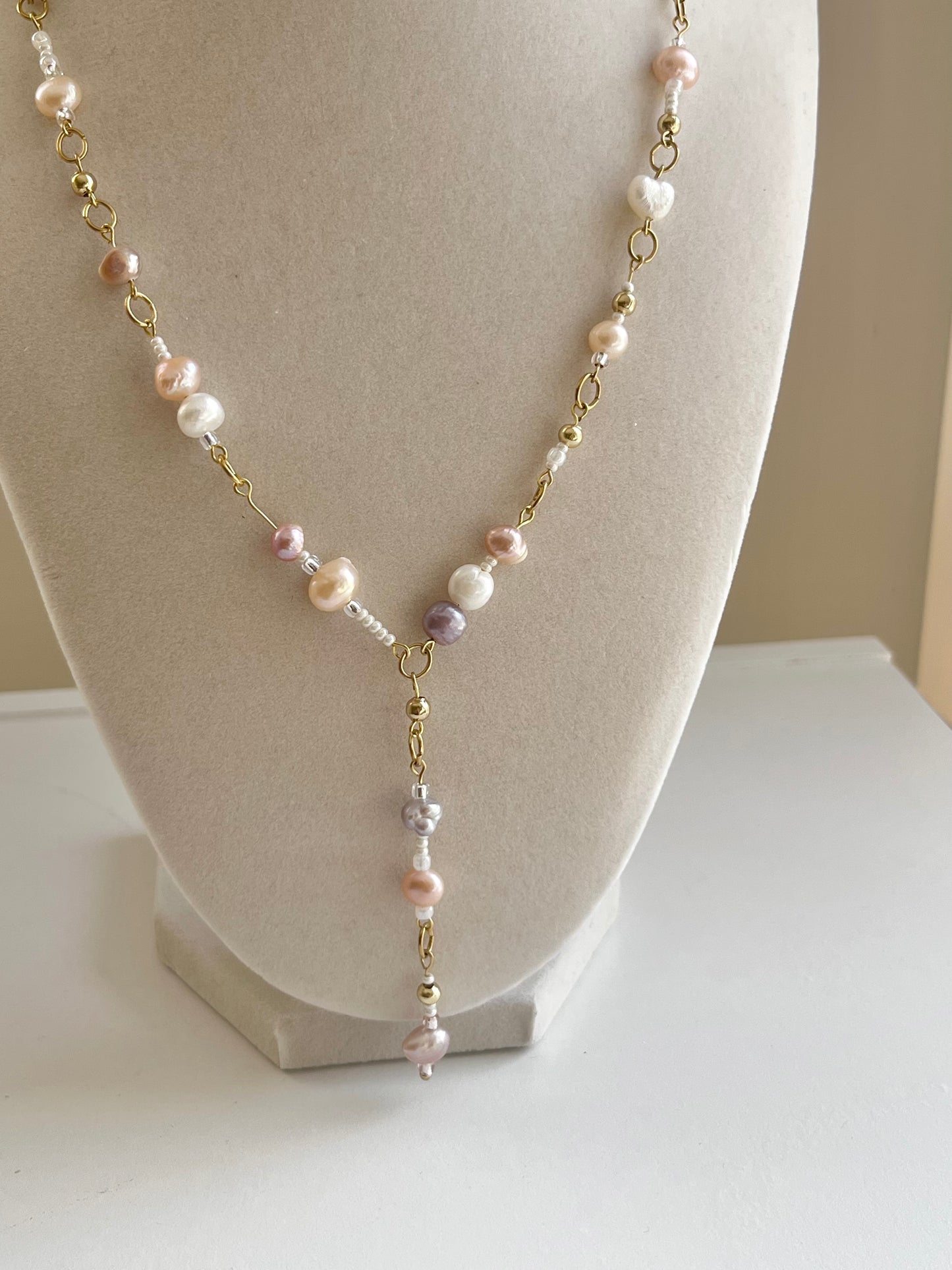 EVA Pastel Pearl Drop Necklace