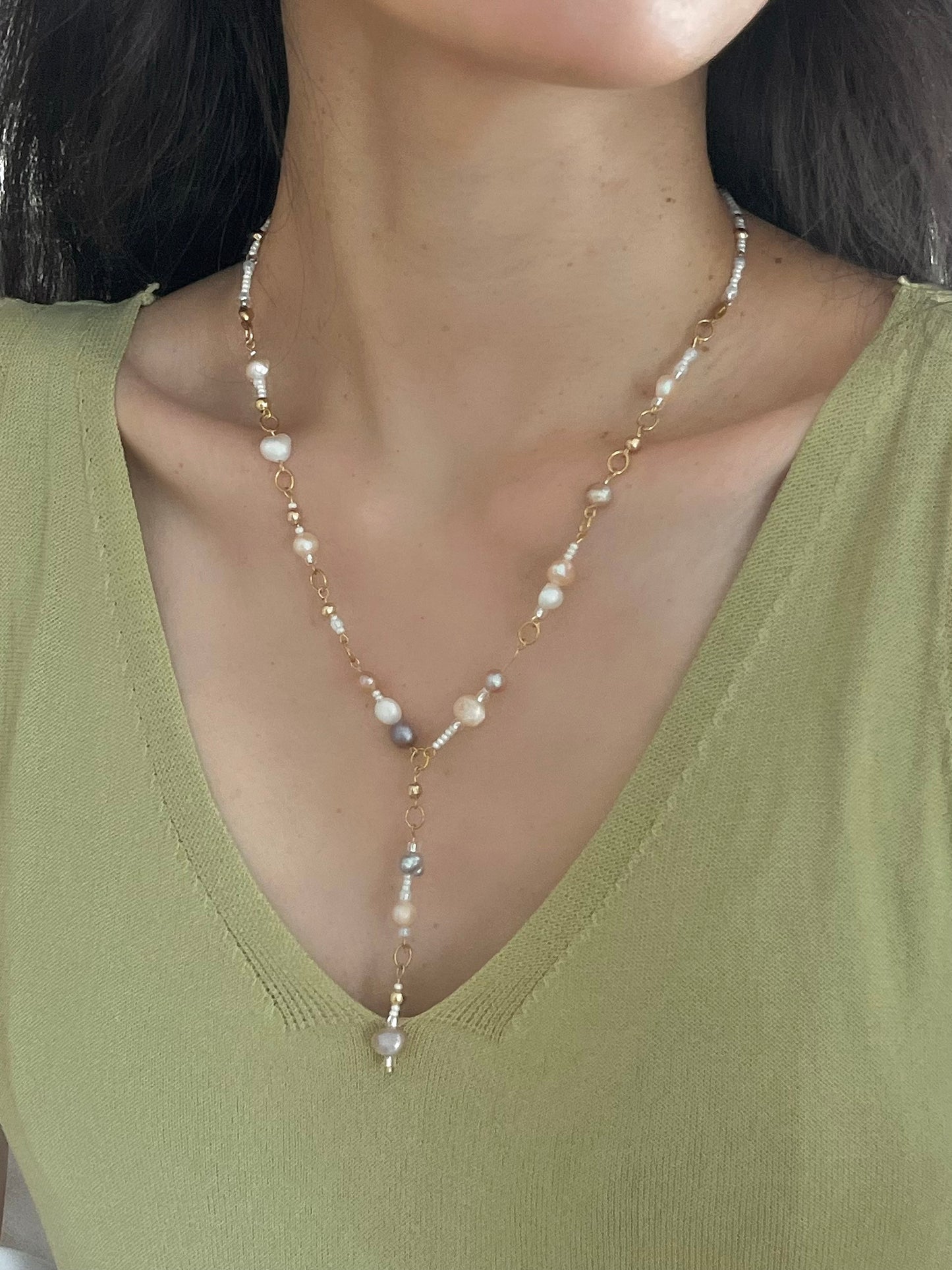 EVA Pastel Pearl Drop Necklace